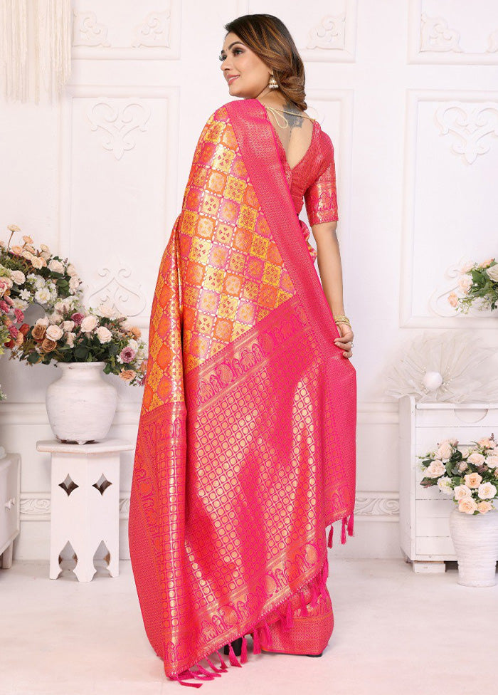 Multicolor Banarasi Silk Saree With Blouse Piece