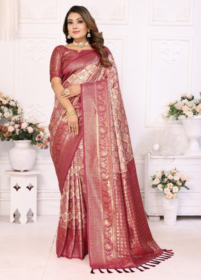 Cream Banarasi Silk Saree With Blouse Piece