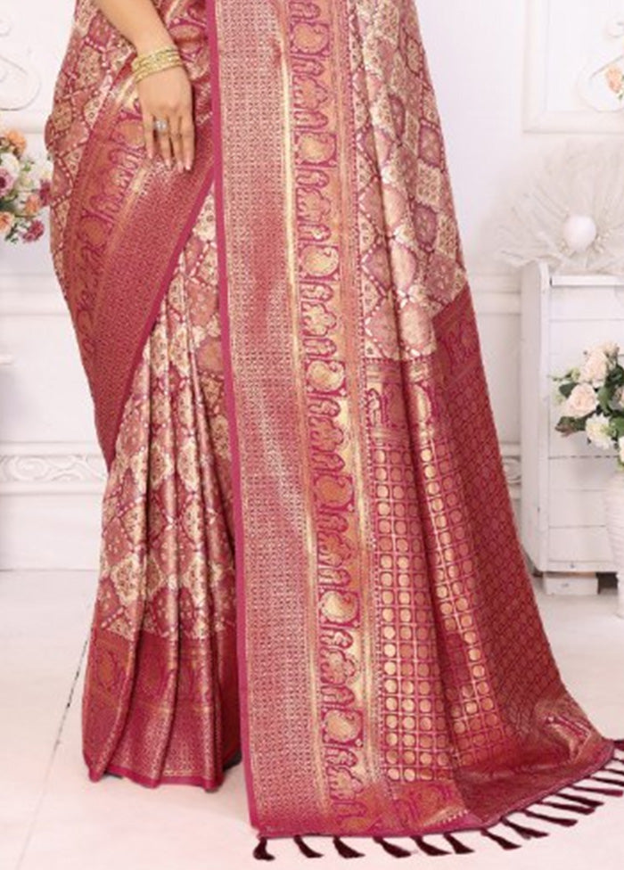 Cream Banarasi Silk Saree With Blouse Piece