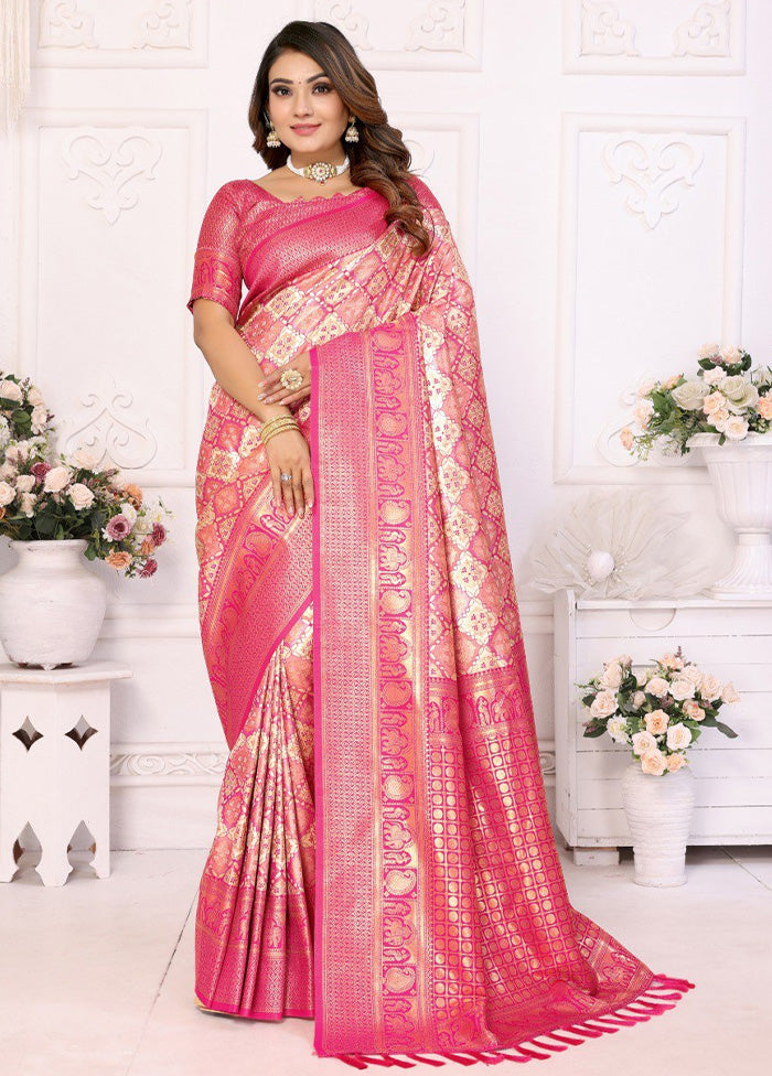 Multicolor Banarasi Silk Saree With Blouse Piece