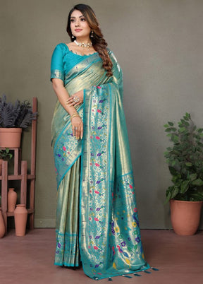 Firoza Banarasi Silk Saree With Blouse Piece