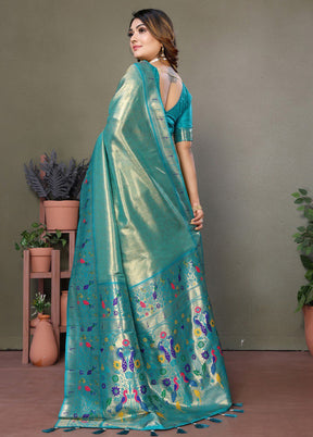 Firoza Banarasi Silk Saree With Blouse Piece