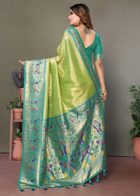 Light Green Banarasi Silk Saree With Blouse Piece