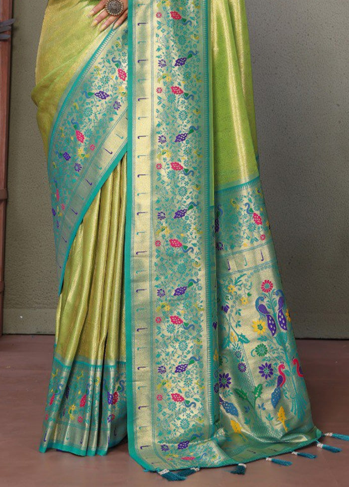 Light Green Banarasi Silk Saree With Blouse Piece