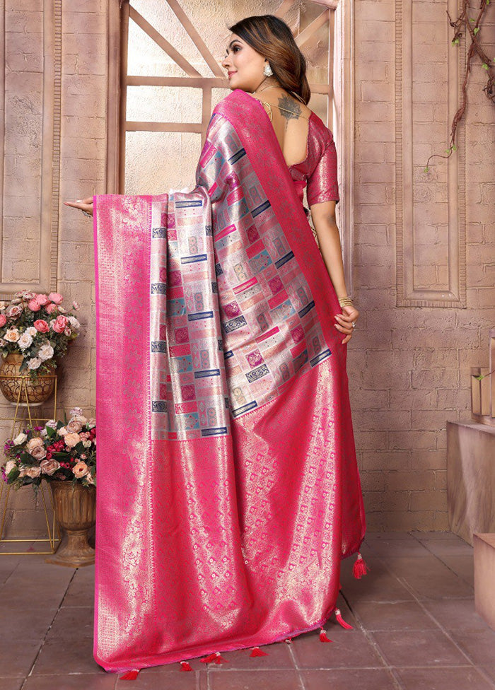 Multicolor Banarasi Silk Saree With Blouse Piece