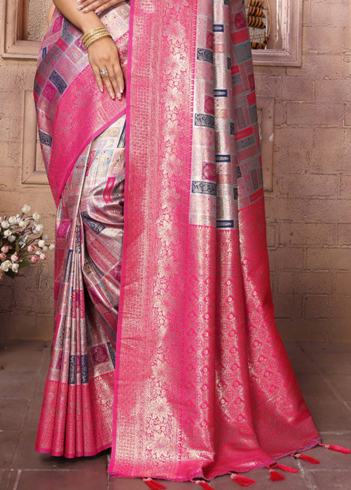 Purple Banarasi Silk Saree With Blouse Piece