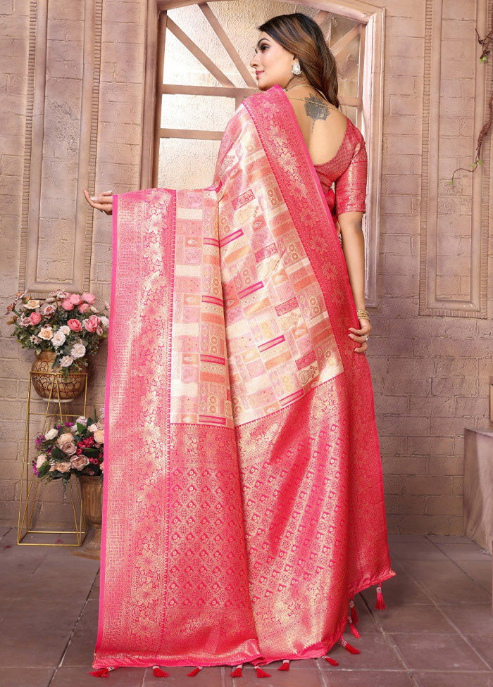 Multicolor Banarasi Silk Saree With Blouse Piece