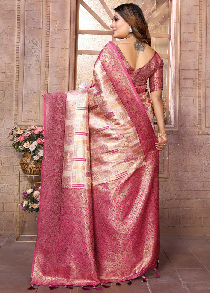 Multicolor Banarasi Silk Saree With Blouse Piece