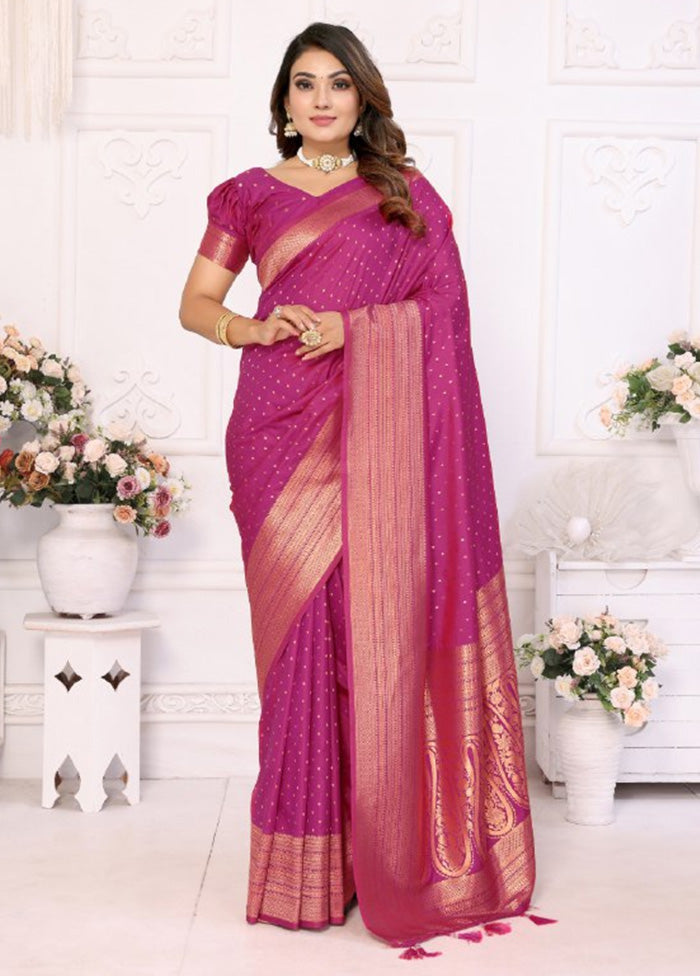 Pink Spun Silk Saree With Blouse Piece