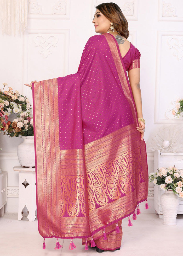 Pink Spun Silk Saree With Blouse Piece