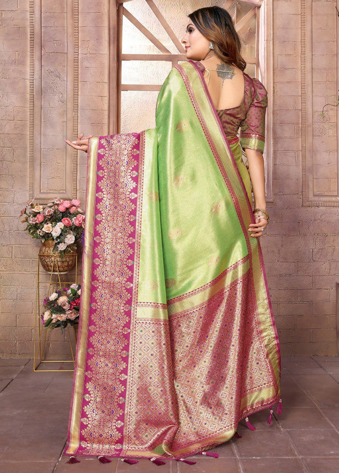 Light Green Banarasi Silk Saree With Blouse Piece