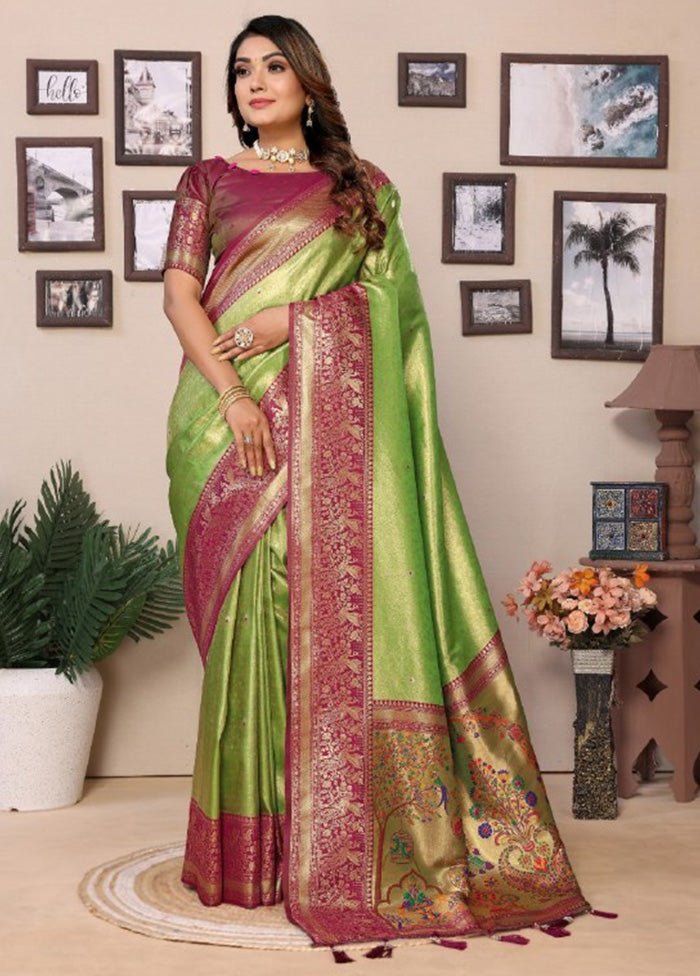 Light Green Banarasi Silk Saree With Blouse Piece