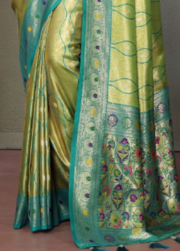 Green Banarasi Silk Saree With Blouse Piece