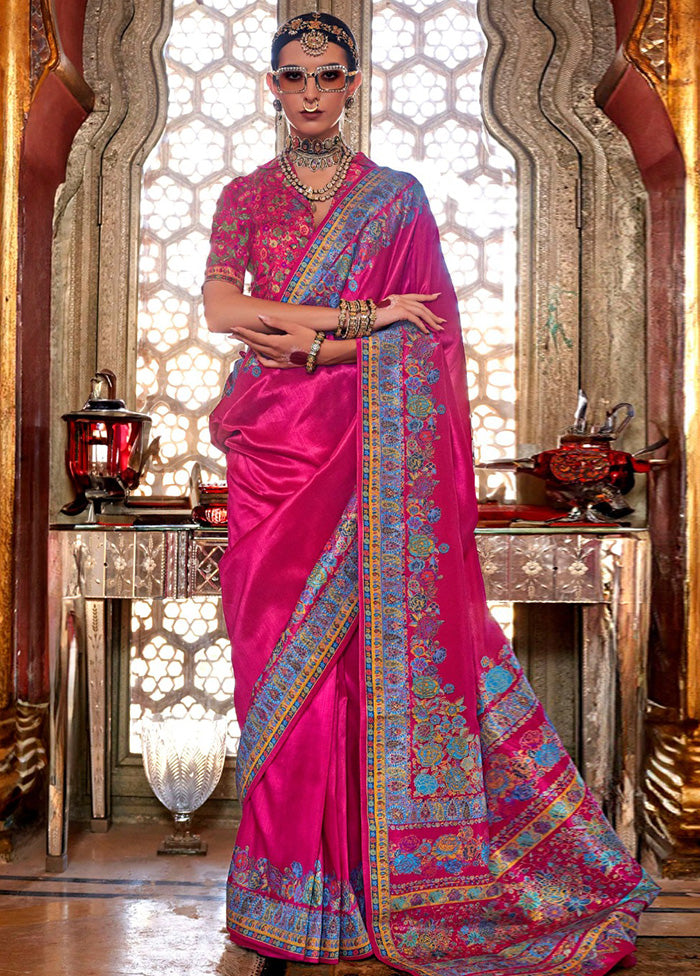 Rani Spun Silk Saree With Blouse Piece