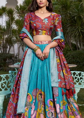 3 Pc Firoza Silk Semi Stitched Lehenga Set