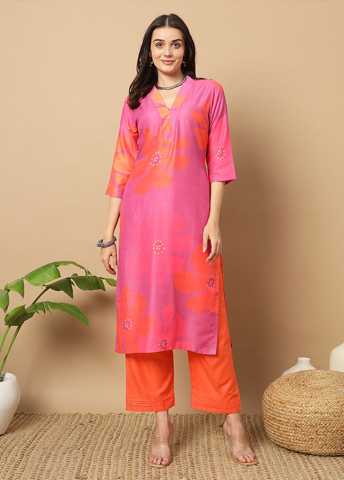 2 Pc Multicolor Readymade Silk Coord Set