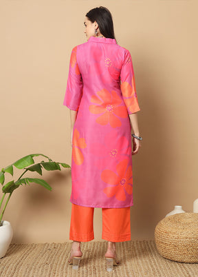 2 Pc Multicolor Readymade Silk Coord Set