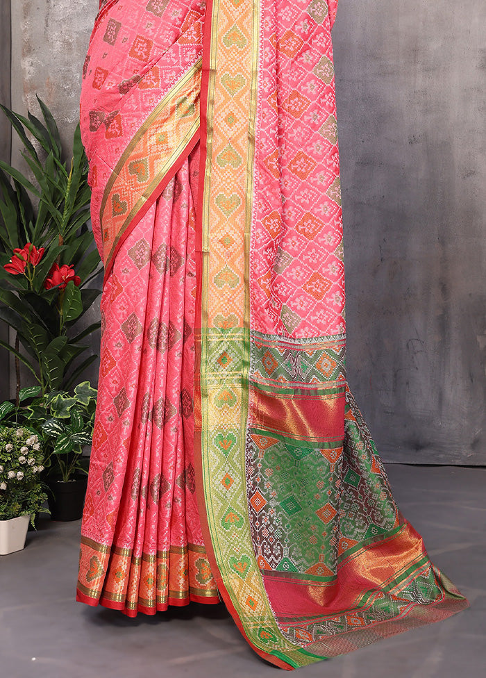 Multicolor Spun Silk Saree With Blouse Piece