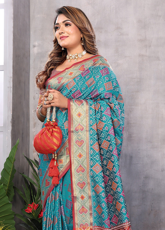 Multicolor Spun Silk Saree With Blouse Piece