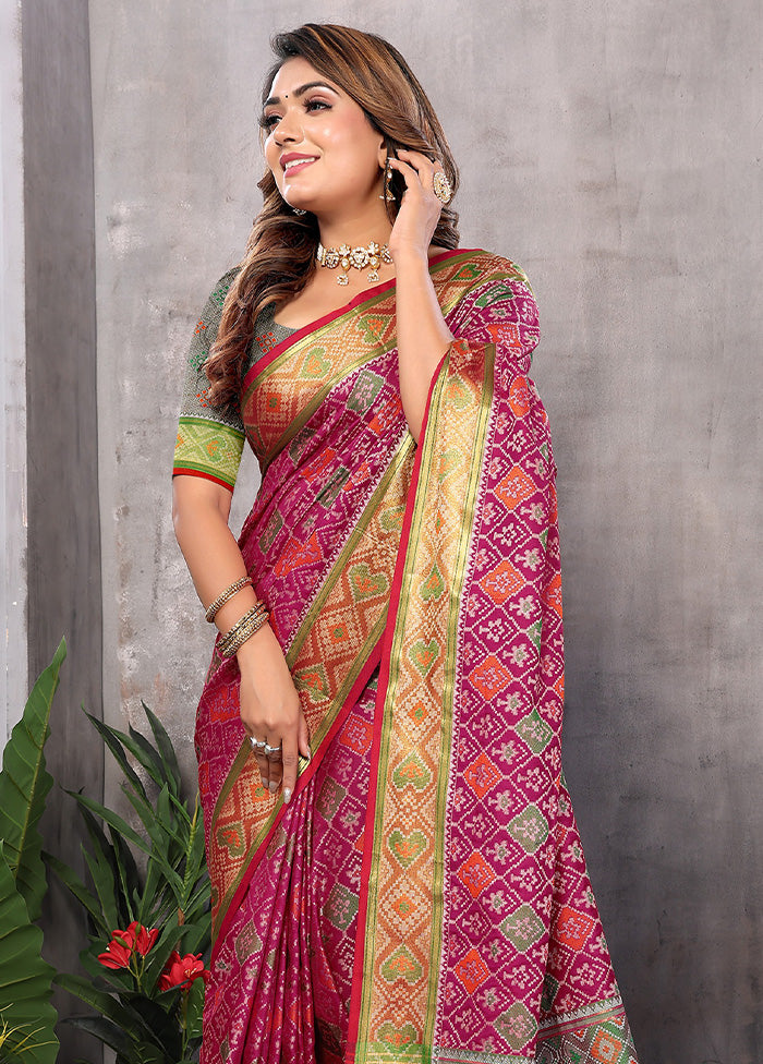 Multicolor Spun Silk Saree With Blouse Piece