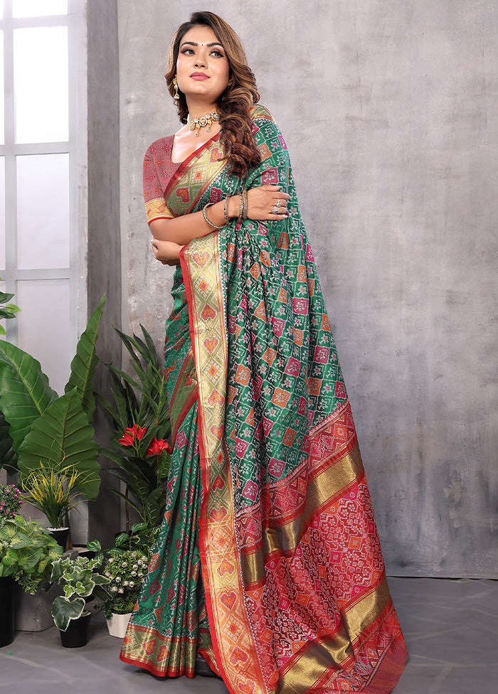 Multicolor Spun Silk Saree With Blouse Piece