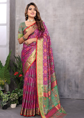 Multicolor Spun Silk Saree With Blouse Piece