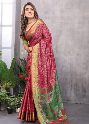 Multicolor Spun Silk Saree With Blouse Piece