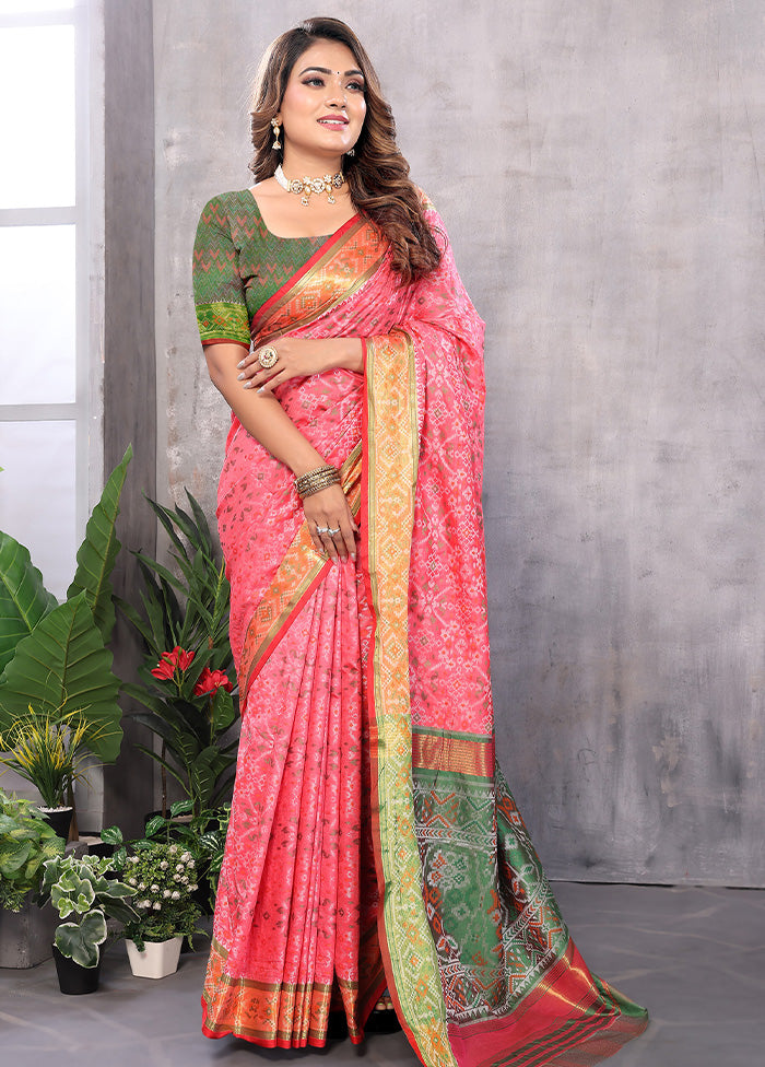 Multicolor Spun Silk Saree With Blouse Piece