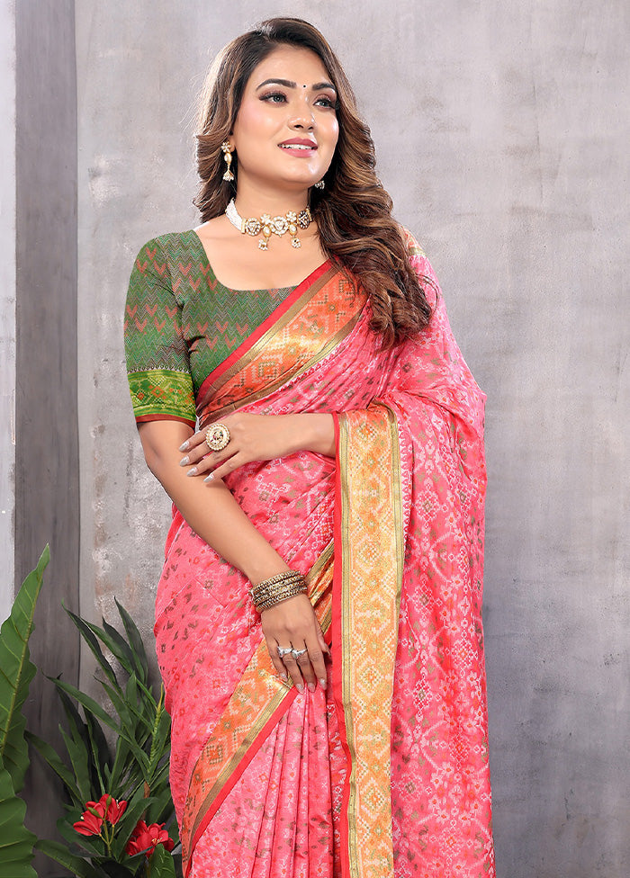 Multicolor Spun Silk Saree With Blouse Piece