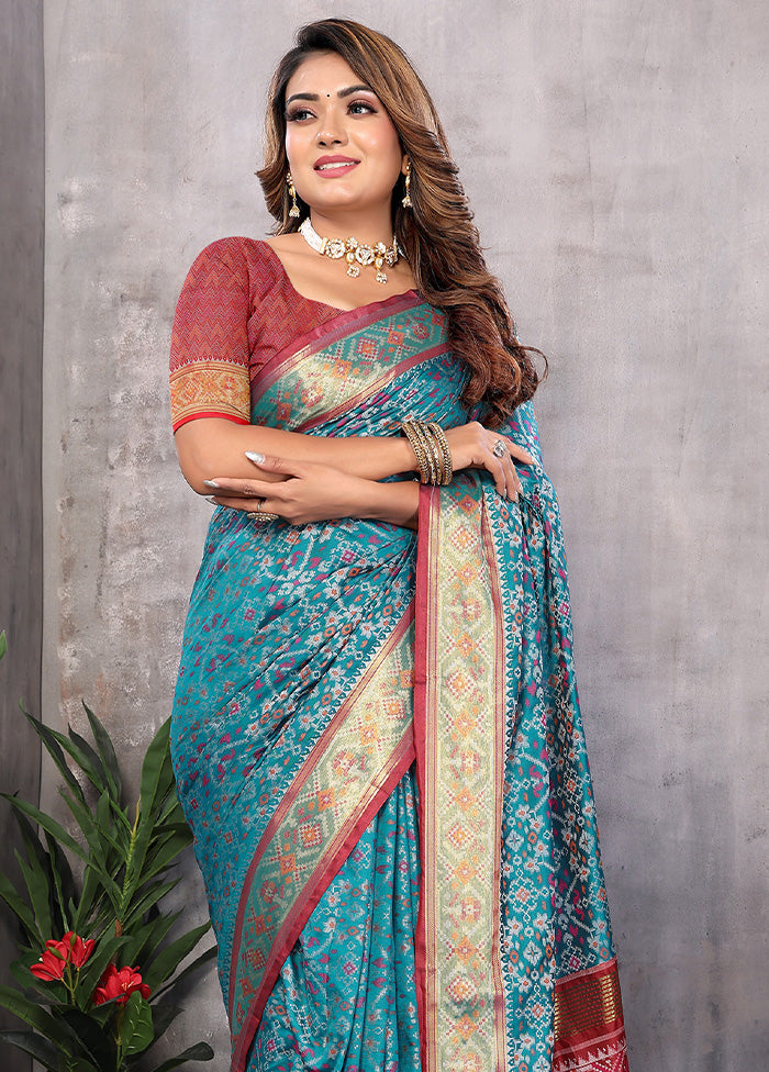 Multicolor Spun Silk Saree With Blouse Piece