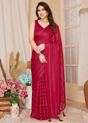 Rani Spun Silk Saree With Blouse Piece