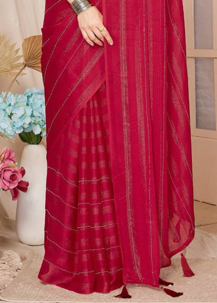 Rani Spun Silk Saree With Blouse Piece