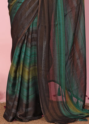 Multicolor Spun Silk Saree With Blouse Piece