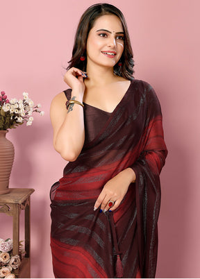 Multicolor Spun Silk Saree With Blouse Piece