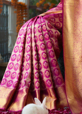 Rani Banarasi Silk Saree With Blouse Piece