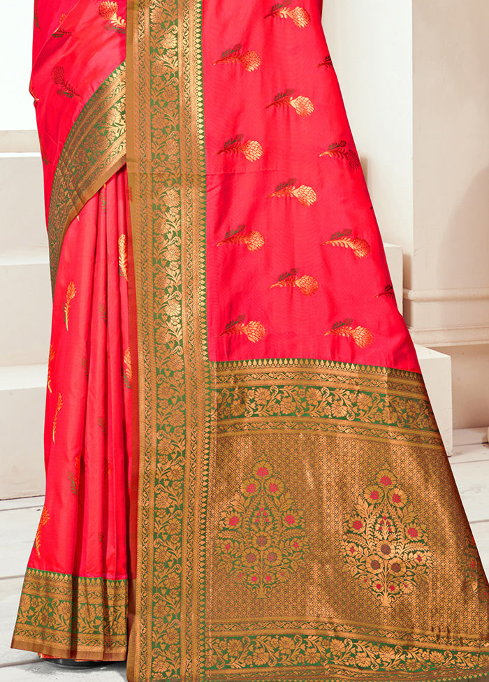 Pink Spun Silk Saree With Blouse Piece