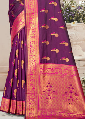 Wine Spun Silk Saree With Blouse Piece