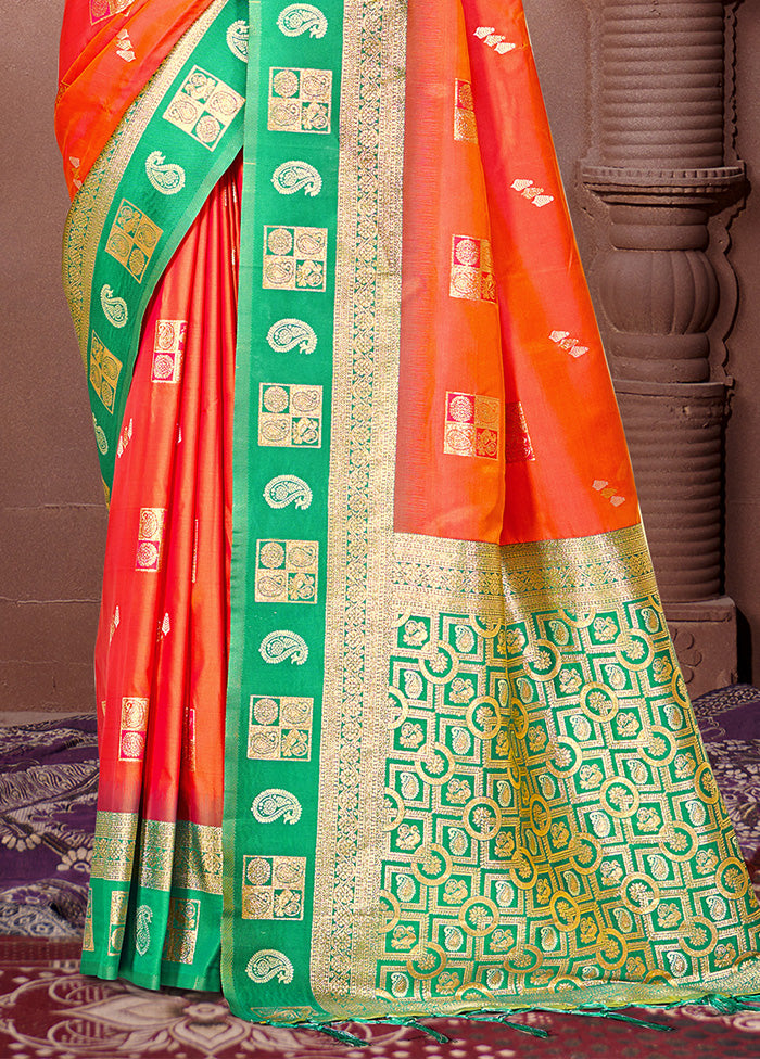 Red Spun Silk Saree With Blouse Piece