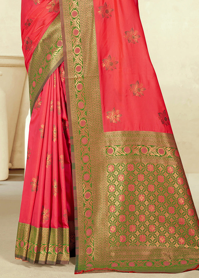 Pink Spun Silk Saree With Blouse Piece