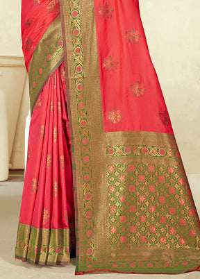 Pink Spun Silk Saree With Blouse Piece