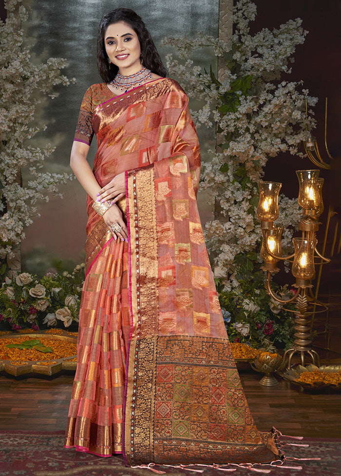 Multicolor Chanderi Silk Saree With Blouse Piece