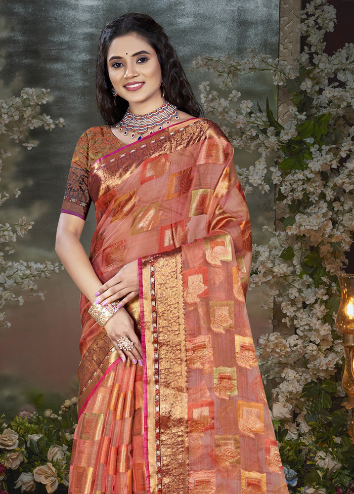 Multicolor Chanderi Silk Saree With Blouse Piece