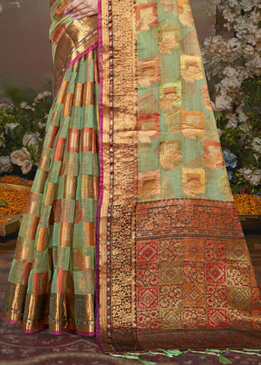 Multicolor Chanderi Silk Saree With Blouse Piece