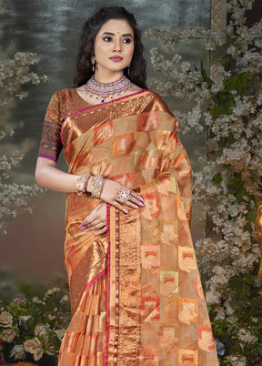 Multicolor Chanderi Silk Saree With Blouse Piece