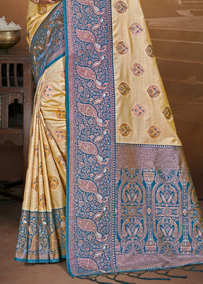 Cream Spun Silk Saree With Blouse Piece