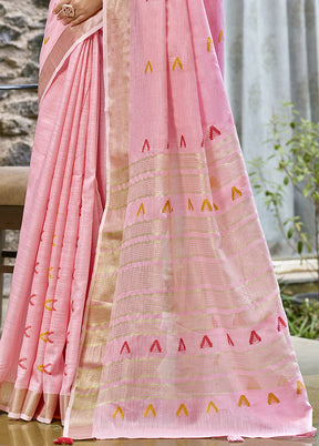 Pink Cotton Saree With Blouse Piece