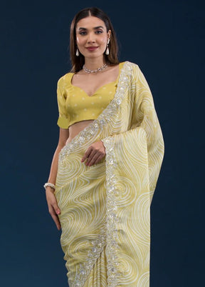 Yellow Georgette Saree With Blouse Piece