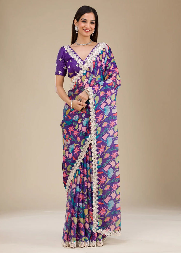 Multicolor Georgette Saree With Blouse Piece