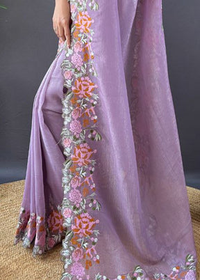 Lavender Spun Silk Saree With Blouse Piece