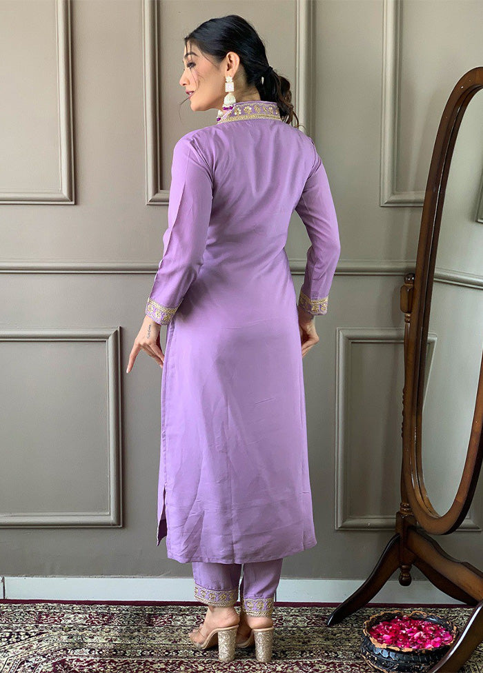 3 Pc Lavender Readymade Viscose Suit Set